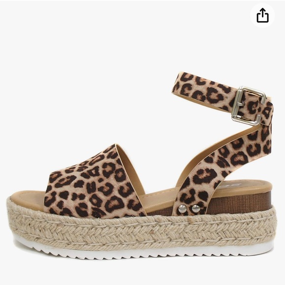 Soda 8.5 Platform Sandals in Cheetah animal print - Picture 1 of 5